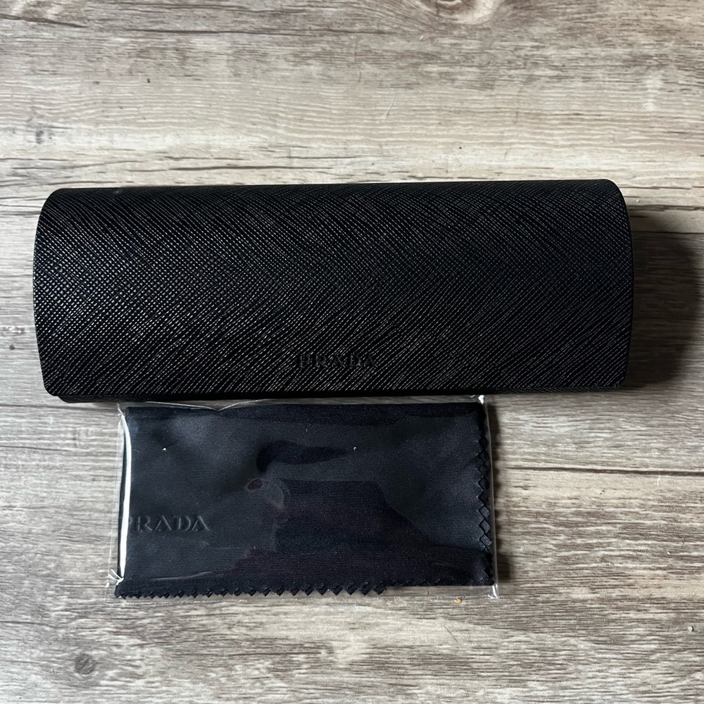 Prada Black Glasses Case with Textured Finish